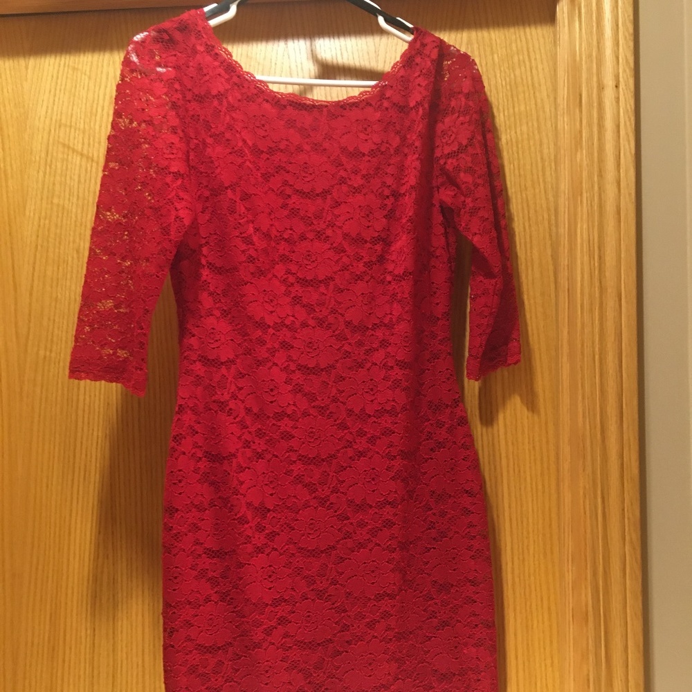 Red lace Laundry Dress - Picture 1 of 3